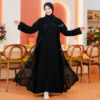 Abaya Gamis Hitam Turkey - Motif Haura - Gambar 4