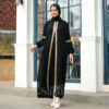 Gamis Hitam Turkey Abaya Saudi Bahan Jetblack Resleting Depan Busui - Gambar 10