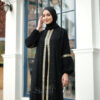 Gamis Hitam Turkey Abaya Saudi Bahan Jetblack Resleting Depan Busui - Gambar 6