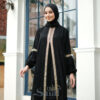 Gamis Hitam Turkey Abaya Saudi Bahan Jetblack Resleting Depan Busui - Gambar 5