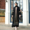 Gamis Hitam Turkey Abaya Saudi Bahan Jetblack Resleting Depan Busui - Gambar 4