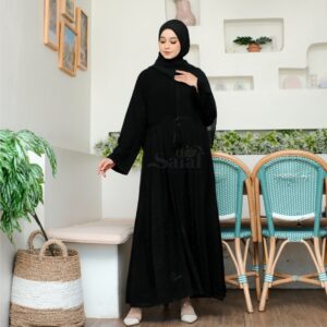 Abaya Hitam Kombinasi Swarosky Safira Gold