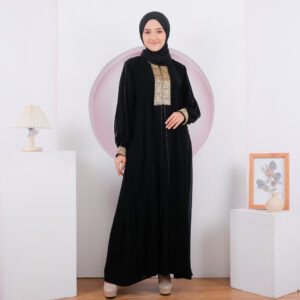 Abaya Hitam Gamis Arab Turkey Bahan JetBlack